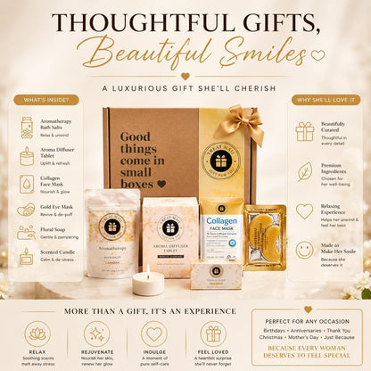 Birthday Pamper Gifts for Women | Relaxation Spa Bath Set &amp; Self Care Hamper | Hug in a Box Care Package For Mum, Friends, Sister, Wife | Wellbeing Gift For Mother’s Day &amp; Christmas