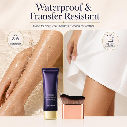 All in One Body Coverage Perfector - Leg Makeup Waterproof No Transfer - Body Concealer Cream and Brush for Legs, Arms Buildable Coverage, Visible Veins &amp; Tattoo Cover Up, Even Skin Tone