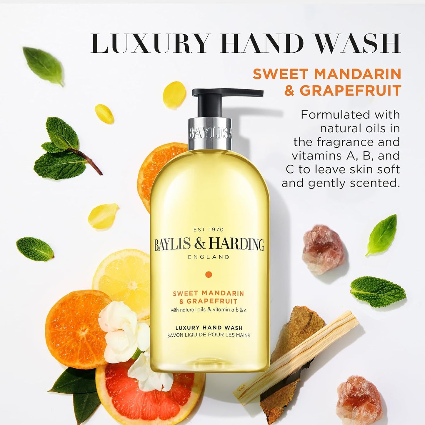 Baylis &amp; Harding Sweet Mandarin and Grapefruit Hand Wash, 500 ml (Pack of 3) - Vegan Friendly