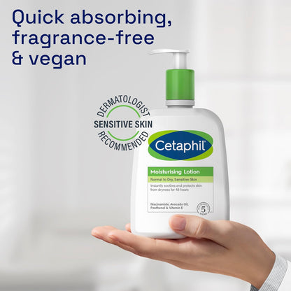 Cetaphil Face &amp; Body Moisturiser, 473ml, Moisturising Lotion For Normal To Dry, Sensitive Skin, With Niacinamide &amp; Vitamin E, Packaging May Vary