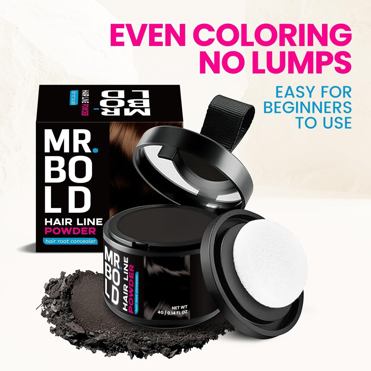 Mr Bold Hairline Powder - Instantly Hair Color Shadow Cover Gray Hair Root Touch Up DARK BROWN Hair Color for Gray Coverage, Hair Shadow Toppers for Women &amp; Men, Thin Hair Powder 4g