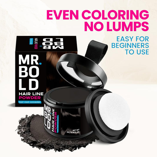 Mr Bold Hairline Powder - Instantly Hair Color Shadow Cover Gray Hair Root Touch Up DARK BROWN Hair Color for Gray Coverage, Hair Shadow Toppers for Women &amp; Men, Thin Hair Powder 4g