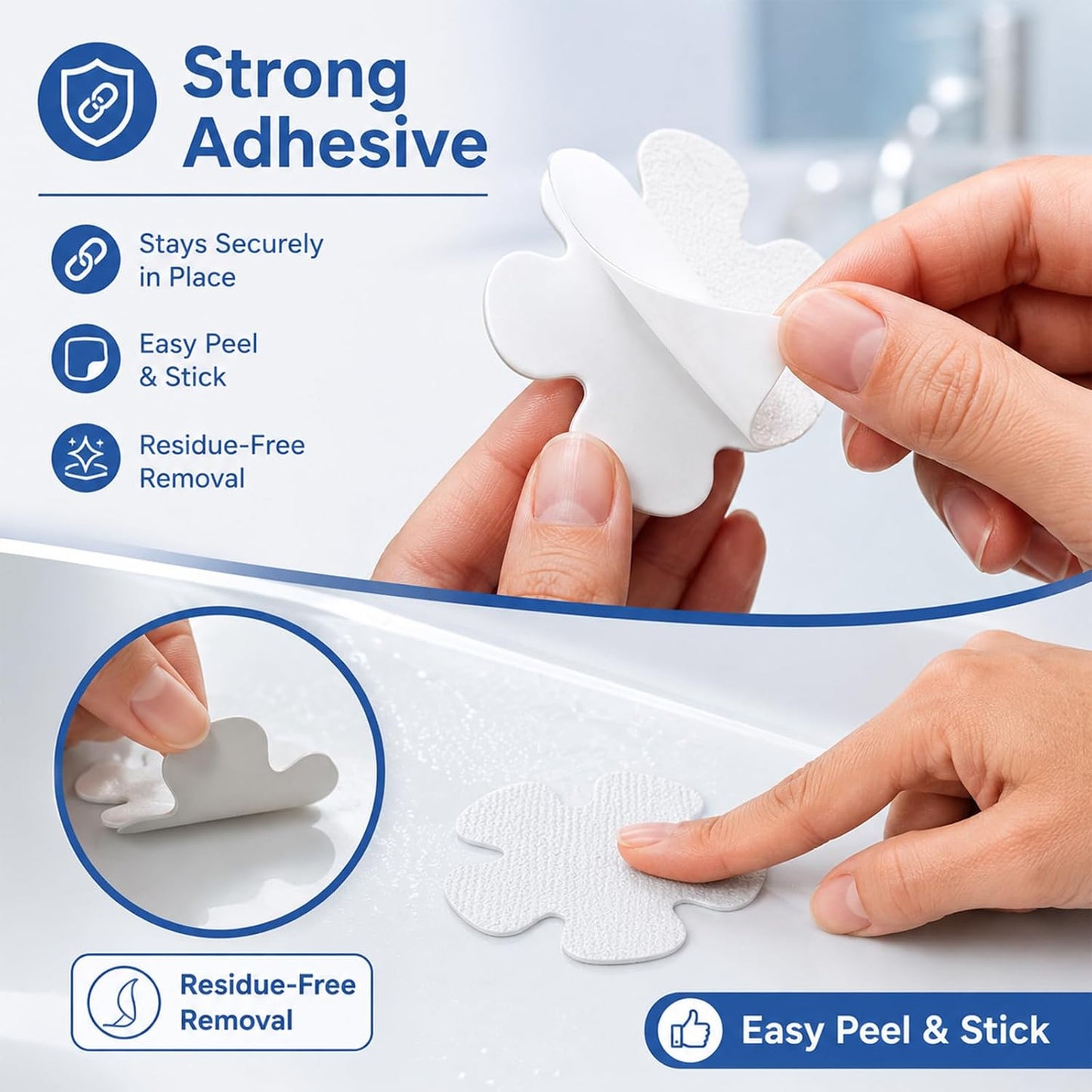 24Pcs Flower Non Slip Bath Stickers, Transparent Anti Skid Strips, Self-Adhesive Bathroom Stickers for Shower