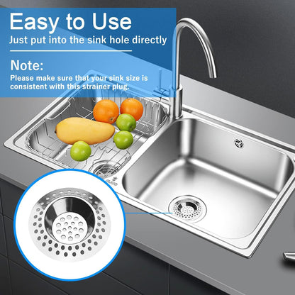 Tomario Stainless Steel Kitchen Sink Strainer Plug, Standard Strainer Drain Protector Hair/Food Catcher for Bathroom, Kitchen, Shower (External Diameter 7cm, Inner Diameter 3.3cm, Pack of 2)
