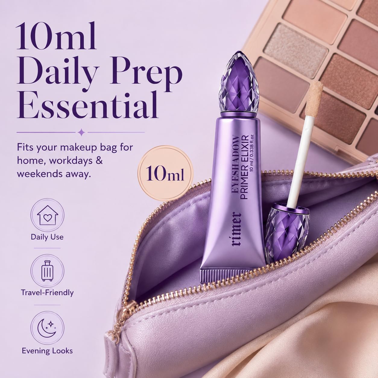Eyeshadow Primer, Eye Primer,Eyelid Primer for Smooth Lid Base,Long-Lasting Eye Shadow Even Colour Payoff Helps Prevent Creasing, Sheer Tinted Base for Mature Skin