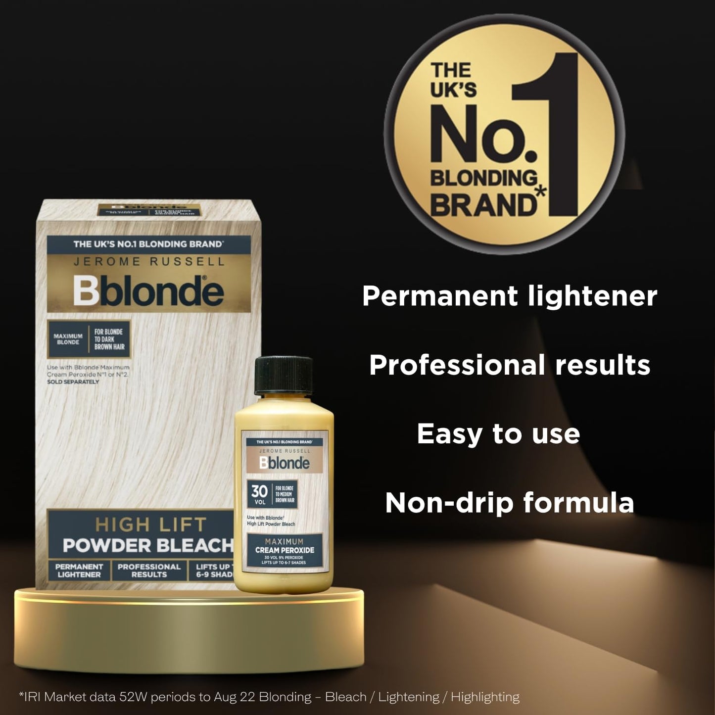 Jerome Russell Bblonde Maximum Lift Cream Peroxide 30 Vol - Permanent Blonde Hair Dye for Blonde to Medium Brown Hair Colour, Hair Bleach with 9% Peroxide &amp; Avocado Oil, Lifts 6-7 Shades, 75ml
