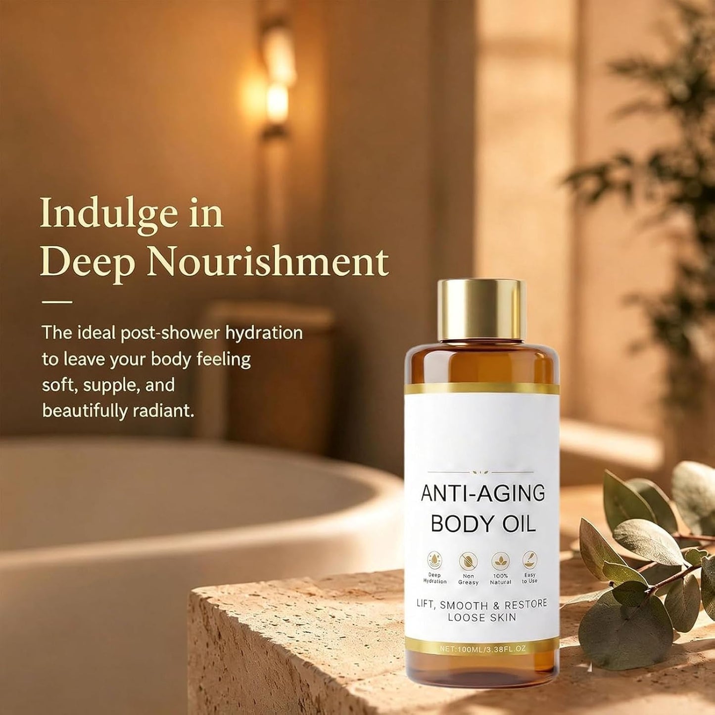 Skincu Anti-Aging Body Oil 100ml, Skincu Glow Remedy Oil Skin Tightening, Natural Plant-Based Formula, Lightweight And Non Greasy, Moisturising, Firming Massage Body Oil For Women And Men (1PC)