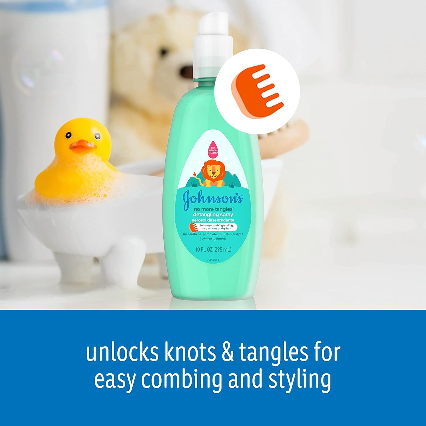Johnson's Baby No More Tangles Tear Free Toddler &amp; Kids Detangling Spray, Paraben Free, 10 Fluid Ounce (Pack of 3)