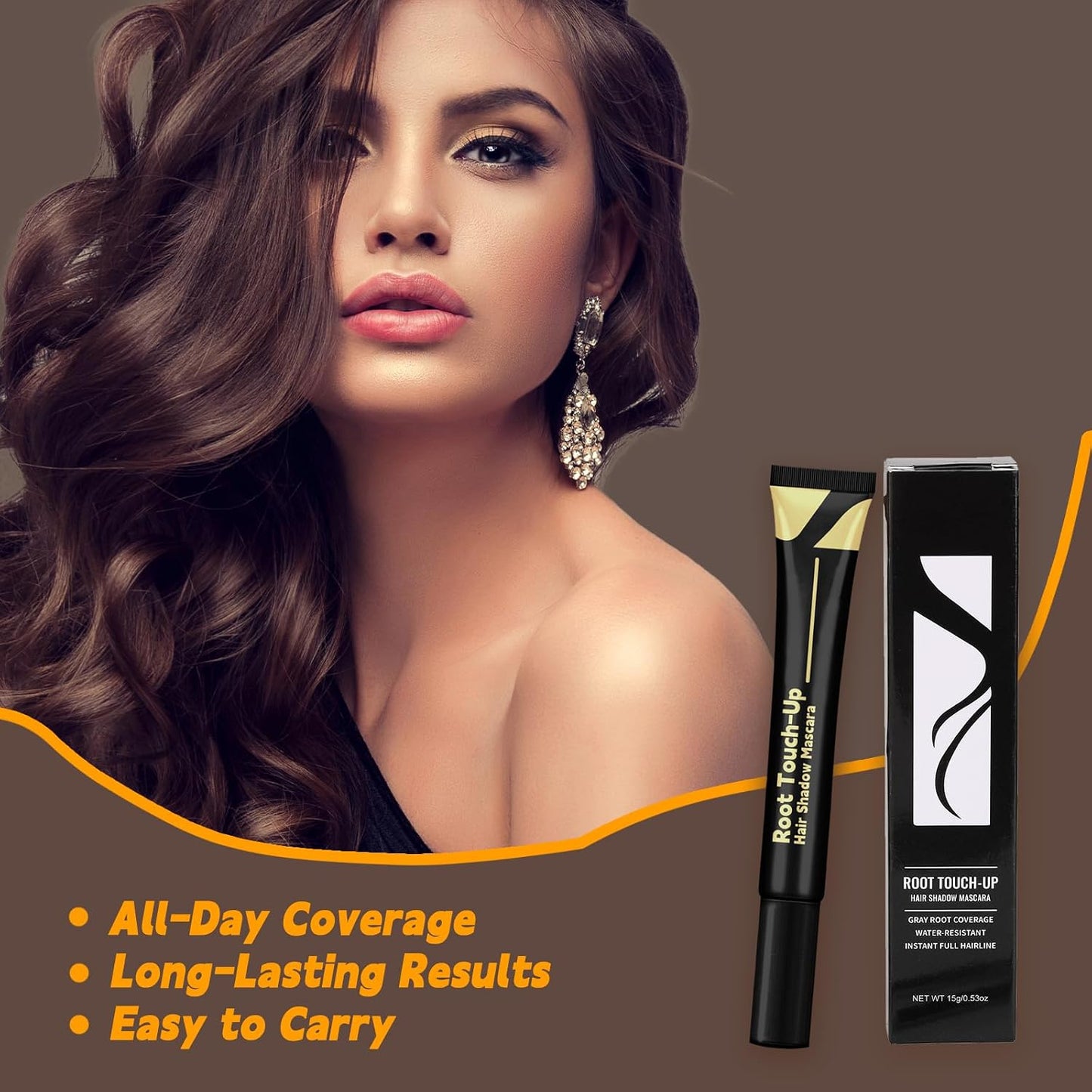 HAIOLORPRO Root Touch Up Dark Brown, Hair Mascara for Grey Hair, Water-Resistant hair Root Colour Touch Up for Women Root Cover Up, Beard Filler for Men, Root Hair Concealer Cover Gray Stick, 0.53oz