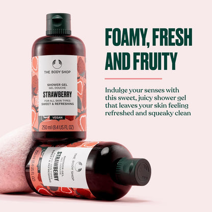 The Body Shop Strawberry Treats Gift Set, Shower Gel 60ml, Body Butter 50ml, Cleansing &amp; Moisturising Body Care Duo, Softening, 96hr Hydration, Vegan Friendly Skincare Gift