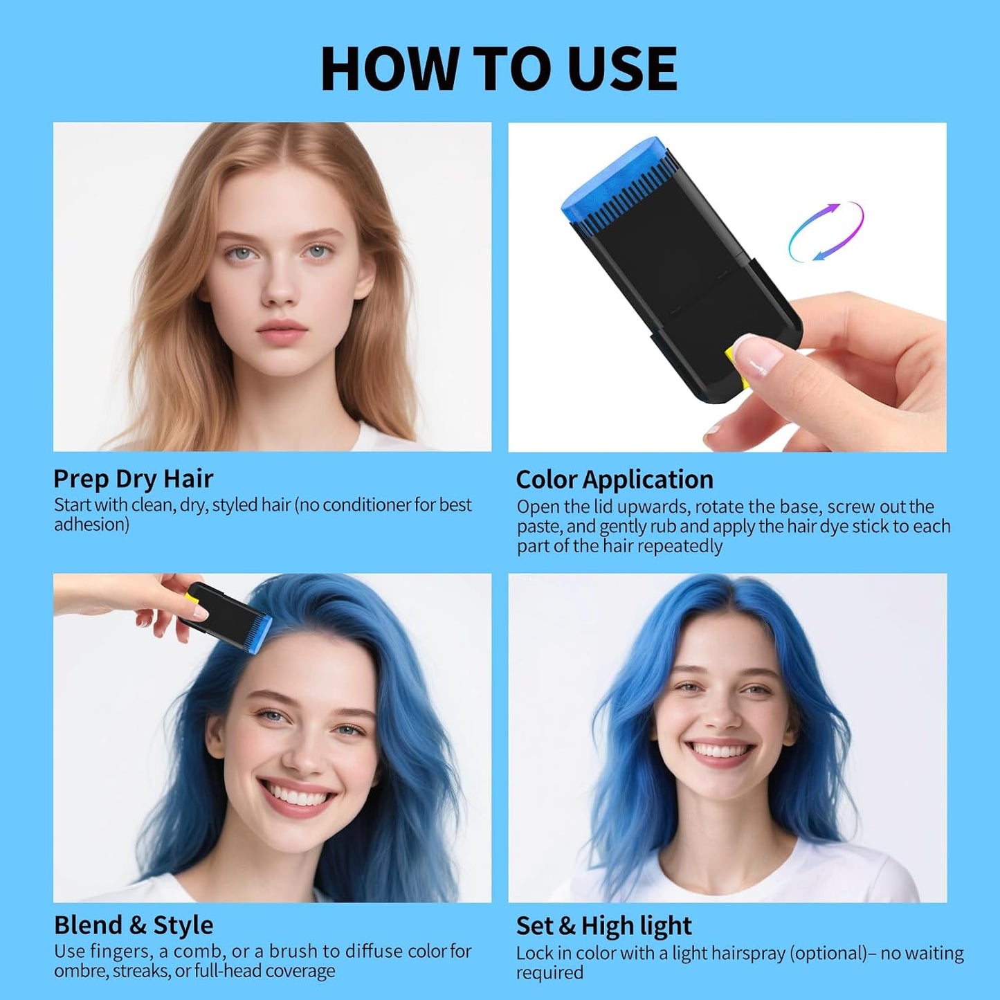 Temporary Hair Chalk - Disposable Hair Colour, Quick Drying and Washable - DIY Hair Colour for Halloween Cosplay Styling - Long Lasting Colour and Easy to Clean - Creative Hair Waxes