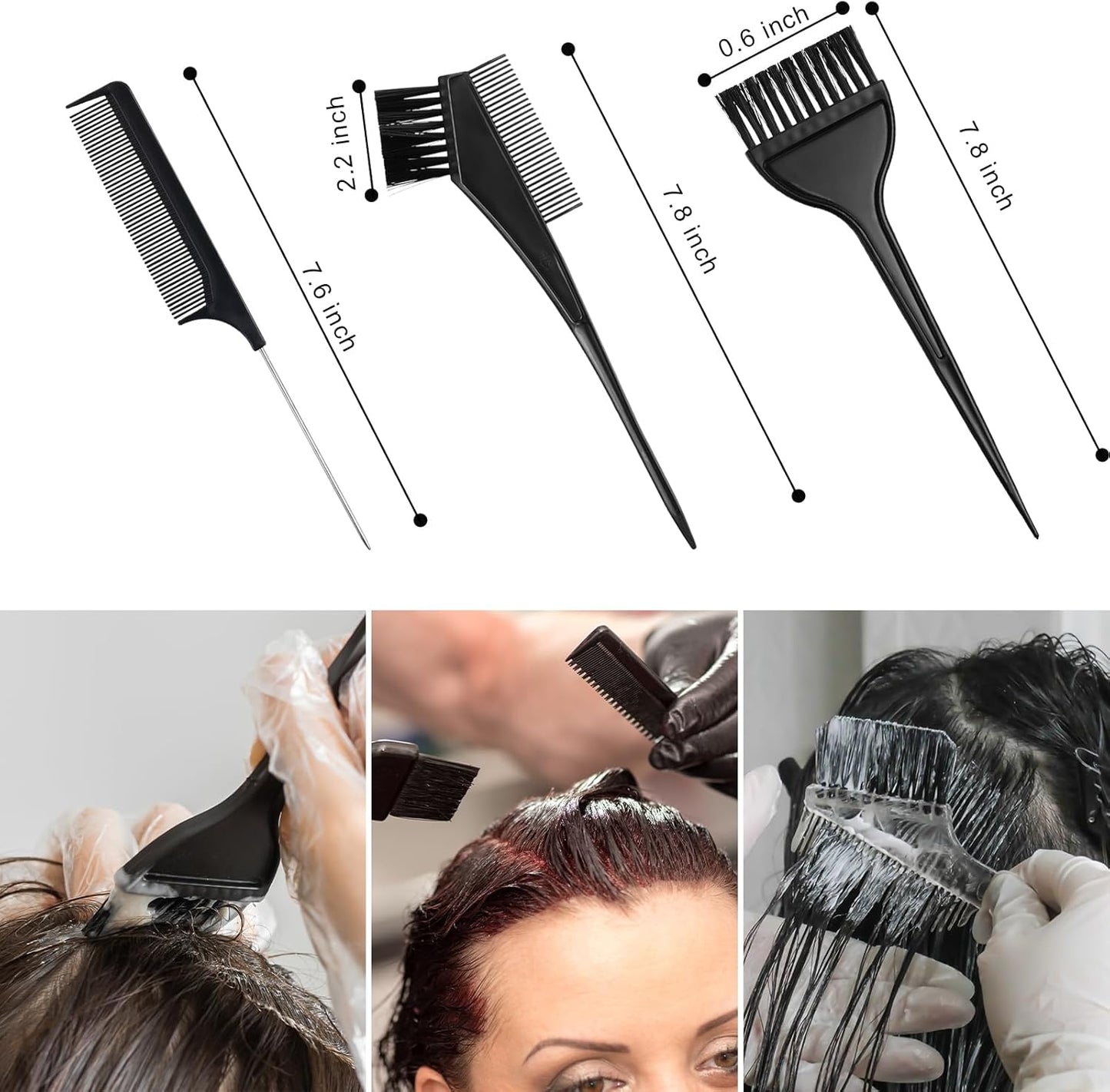 6PCS Hair Dye Kit, Colouring Tint Tool Brush Kit and Bleach Mixing Bowl Comb and Bowl Set Kit Diy Salon Professional Hairdressing &amp; Highlighting Kit for Men Women (6PCS)