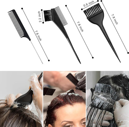 6PCS Hair Dye Kit, Colouring Tint Tool Brush Kit and Bleach Mixing Bowl Comb and Bowl Set Kit Diy Salon Professional Hairdressing &amp; Highlighting Kit for Men Women (6PCS)