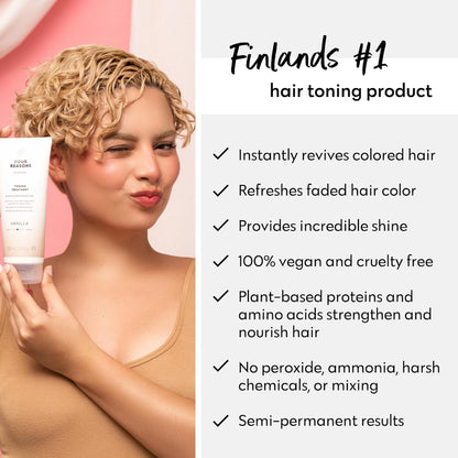 FOUR REASONS Color Mask, Vanilla Blonde (27 Colours) – Hair Gloss &amp; Colour Depositing Conditioner – Semi Permanent Hair Toner for Colour-Treated Hair Colour For Women – Vegan &amp; Cruelty-Free – 200 ml