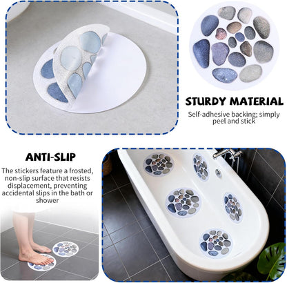 10 Pcs Non Slip Bath Stickers, Round Anti Slip Shower Stickers with Scraper, Self-Adhesive Safety Bathtub Treads for Bath Tub, Shower Room, Stairs and Slippery Surfaces (15cm Diameter)
