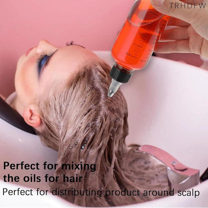2-pack Hair Dye Bottle, 8.5oz Capacity, Screw Cap, Plastic, Graduated Measuring Cup