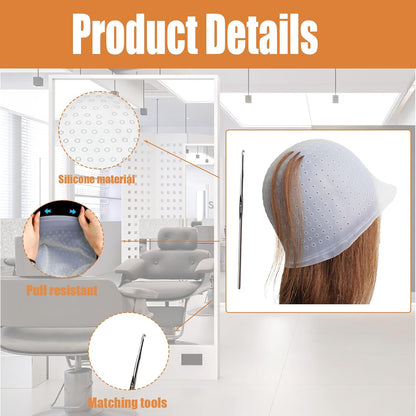 11 Pcs Set Highlighting Kit, Highlighting Cap, Hair Highlighting Kit, Highlight Cap With Hair Coloring Brushes And Needle, Frosting Cap For Color Salon Silicone Hairdressing Tools For Women Girls