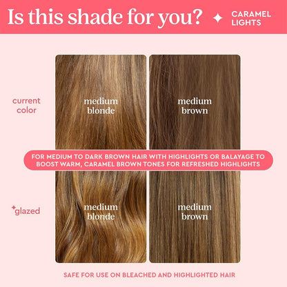 Glaze Supergloss Color Conditioning Gloss – Hydrating Semi-Permanent Colour Hair Gloss &amp; Shine Boost – Colour Depositing Mask - Vegan, Cruelty-Free – 190ml - Caramel Lights - Warm Caramel Toner