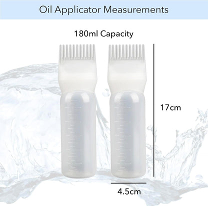 unel Hair Oil Applicator Bottles (2 PCS), Root Comb Applicators, Easy to Use for Hair Dyes &amp; Oils (Clear)