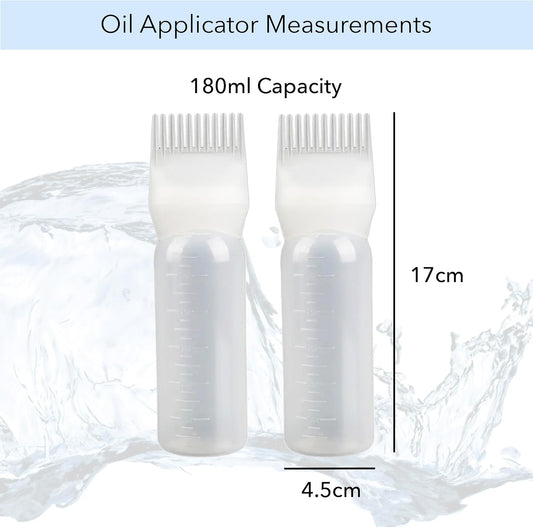 unel Hair Oil Applicator Bottles (2 PCS), Root Comb Applicators, Easy to Use for Hair Dyes &amp; Oils (Clear)