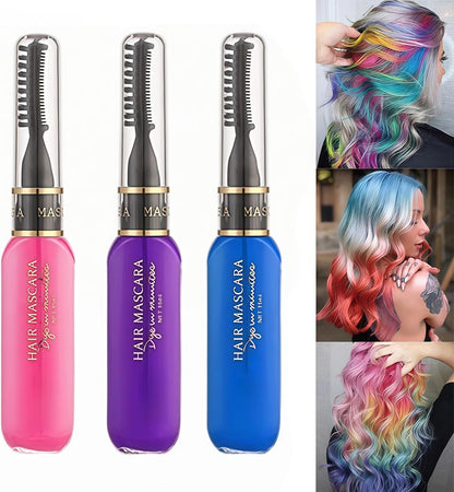 Hair Chalk for Kids, 3Pcs Washable Hair Colour Spray, Mascara &amp; Hairspray in Blue Purple Pink, Temporary Hair Color Set for Parties, Cosplay, Prom, Halloween, Christmas