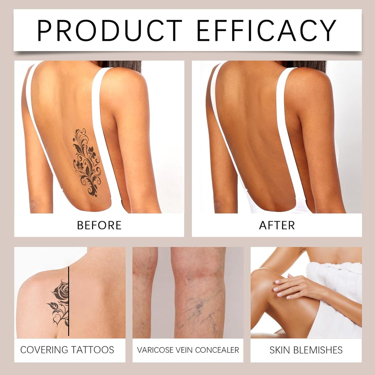 Body Coverage Perfector Waterproof No Transfer, Body Makeup Full Coverage, Leg Makeup Long Lasting, Body Perfector Concealer For Tattoo &amp; Scar Cover (#02)