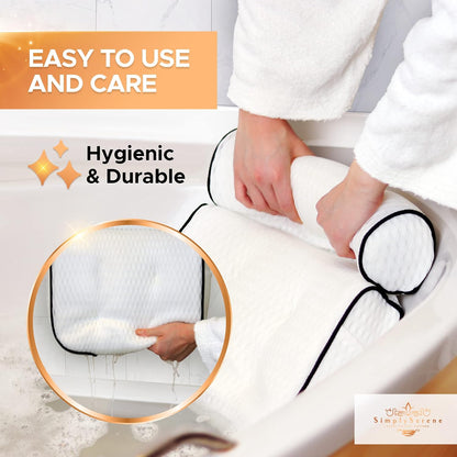 Simply Serene Bath Tub Pillows for Head &amp; Neck - Spa-Quality Cushion for Relaxation - Bathroom Accessory &amp; Gifts