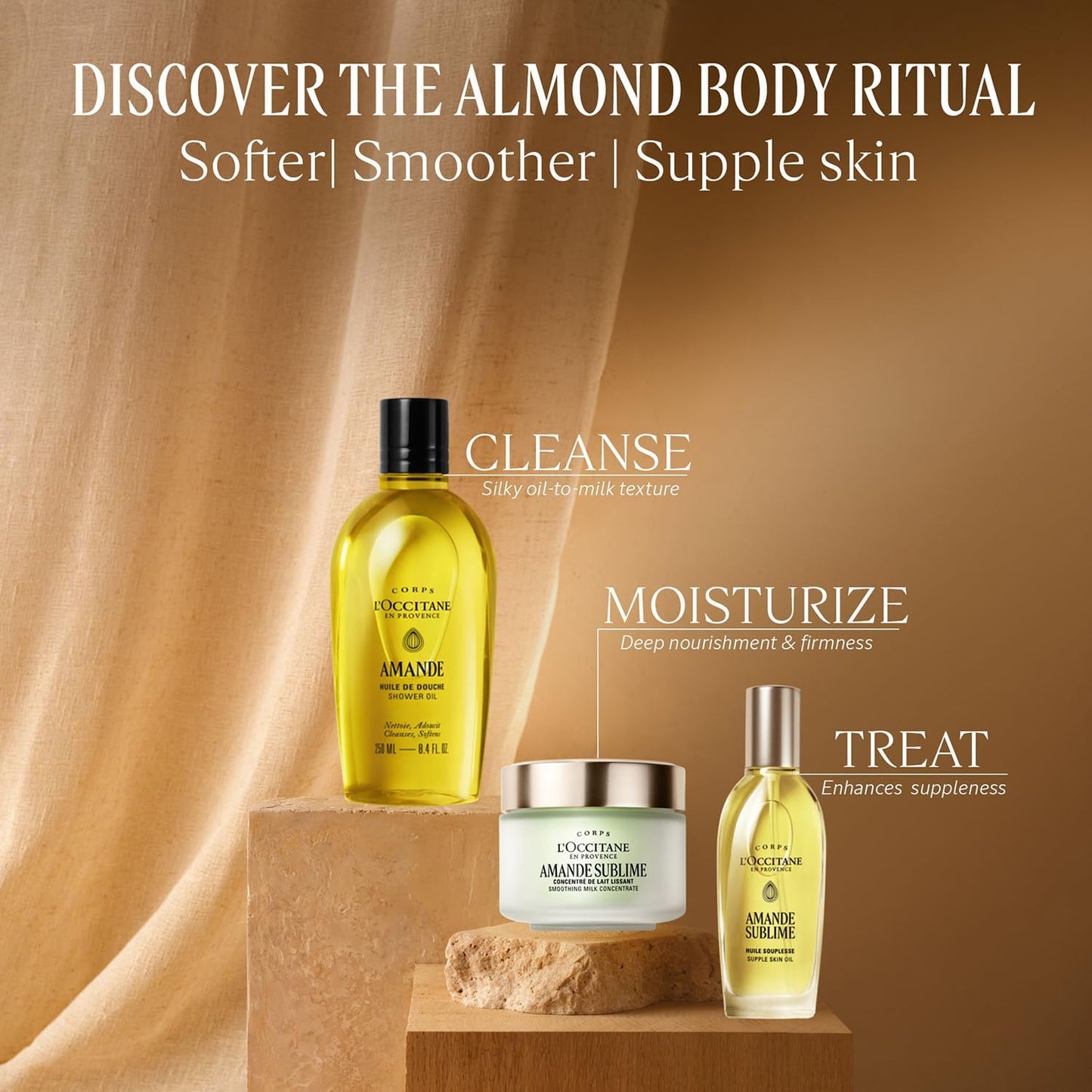 L'OCCITANE Almond Shower Oil | Moisturising &amp; Nourishing | Vegan &amp; 99% Readily Biodegradable | Luxury &amp; Clean Beauty Body Wash for All Skin Types