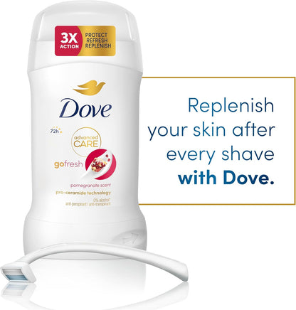 Dove Advanced Care Go Fresh Pomegranate Scent Anti-Perspirant Cream Women's Deodorant Stick with pro-ceramide technology for 72 hours sweat protection 50 ml