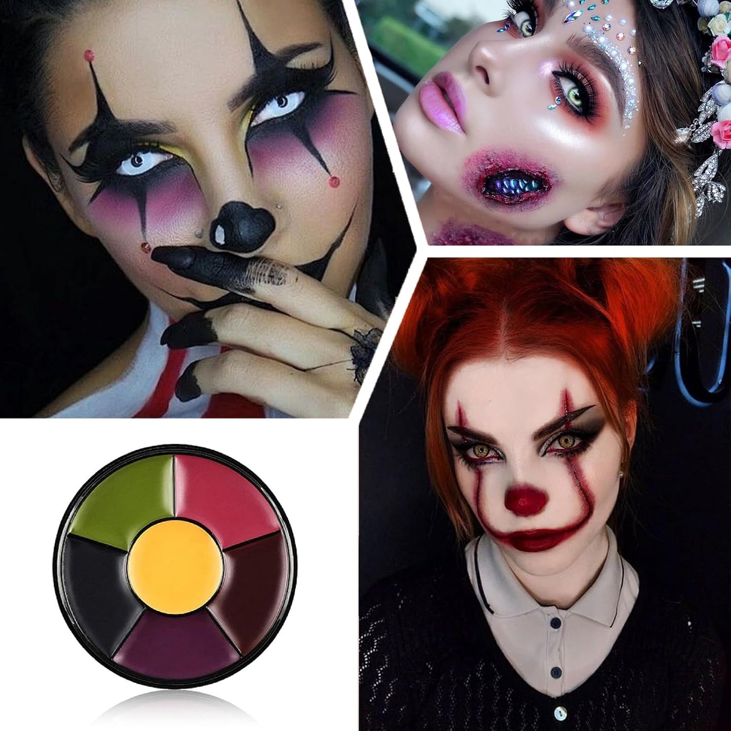 6 Color SFX Bruise Wheel – Professional Halloween Face Paint Kit, Non-Toxic Oil-Based Makeup with Fake Blood, Zombie &amp; Injury Special Effects Palette for Cosplay &amp; Festivals