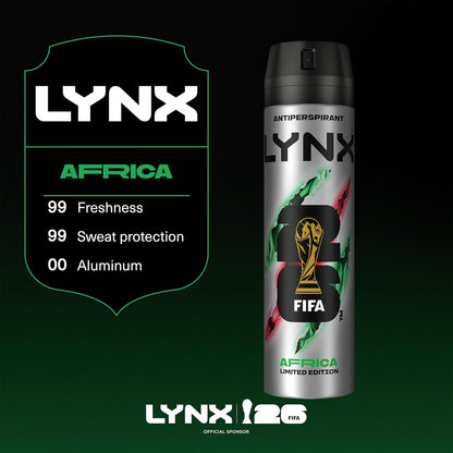 Lynx XL Antiperspirant Africa The G.O.A.T. of Fragrance 72 Hour Protection From Odour and Sweat with the Unique Scent Masculine Deodorant for Men, 200ml Pack of 6