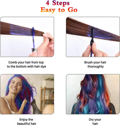 Hair Chalks for Colour Dyeing, 8 Coloured Hair Dye Temporary, Eight Washable Hair Dye Colours for Men and Women, Also Suitable for Eyelashes Eyebrow (15ml per Bottle)