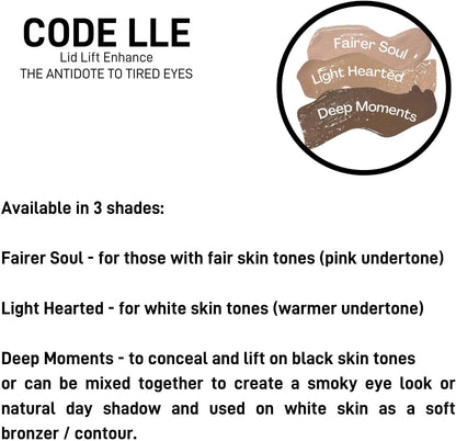 CODE Beautiful Eye Primer and Under Eye Concealer | Eye concealers | Eyeshadow Primer | Eye Lift - The Antidote To Tired Eyes | Vegan &amp; Cruelty Free | LLE Lid Lift Enhance (Fairer Soul)