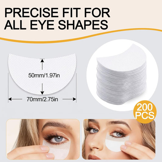 200 Pcs Disposable Eye Pads, Lint-Free Under Eye Patch Stickers | Breathable non-woven fabric, Gentle adhesive surface, Comfortable fit for all shapes, Perfect for lash lift, Salon quality