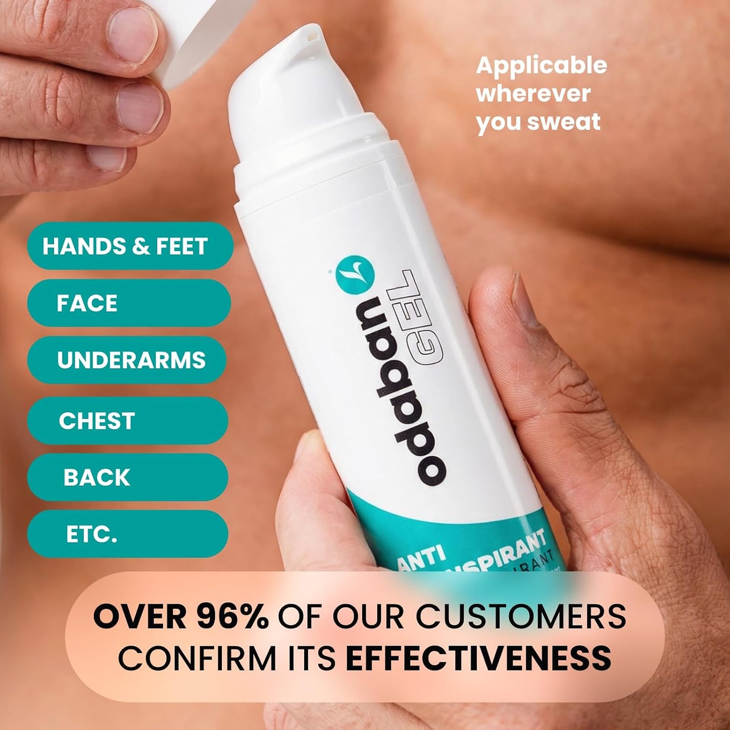odaban Antiperspirant GEL 50ml for sweaty hands, sweaty feet and sweating on the face | for underarm odour | for heavy sweating on the head