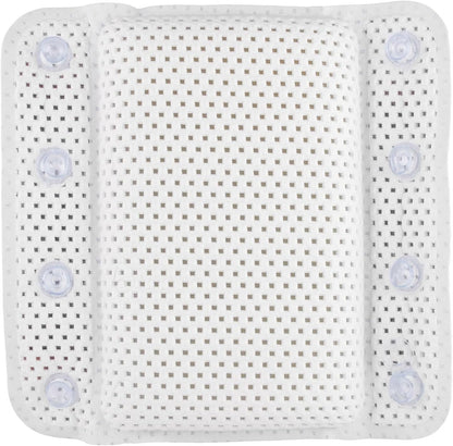 Taylor &amp; Brown Bathtub Pillow, Luxury Relaxing White Soft Non Slip Cushioned Bath Pillow Waterproof Home Spa Headrest Cushion with 8 Slip Resistant Suction Cups (White)