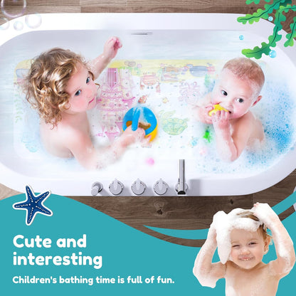 Kids Bath Mat Non Slip Shower Mat, 100x40cm Extra Long Cartoon Baby Bathtub Mats Anti Mould Shower Tub Mats with Suction Cups Machine Washable Bathtub Pad for Baby Children Elderly(Style2)