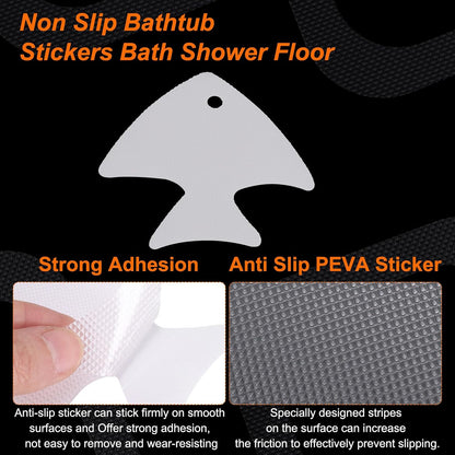 sourcing map 24pcs Non-Slip Bathtub Stickers Set 4.02" Fish Shower Floor Sticker PEVA Anti-Slip Adhesive Appliques with Scraper for Bathroom Kitchen Treads Stairs Swimming Pool, Clear