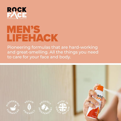 Rock Face Men's Body Spray - Power Fragrance Body Spray Deodorant for Men, 200ml, Spicy Oriental Scent, Long Lasting