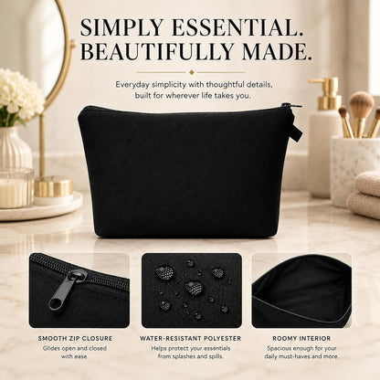 FAVORTALK Makeup Bag Travel Toiletry Organiser Women Men Make Up Storage Black Large Toiletry Bag with Waterproof Cosmetic Bag for Travel Vanity Shower Bathroom Gym Yoga -B0883