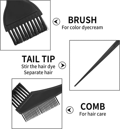 4 Pcs Hair Coloring Brushes, Hair Dye Brush and Mixing Bowl Set, Double-Sided Hair Dying Brushes Tint Comb Set for DIY Salon Hairs Coloring Dying Brush, with Mixing Bowl - Black