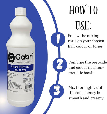 Gabri Professional Cream Peroxide (40 Volume 12%, 1000 ML)