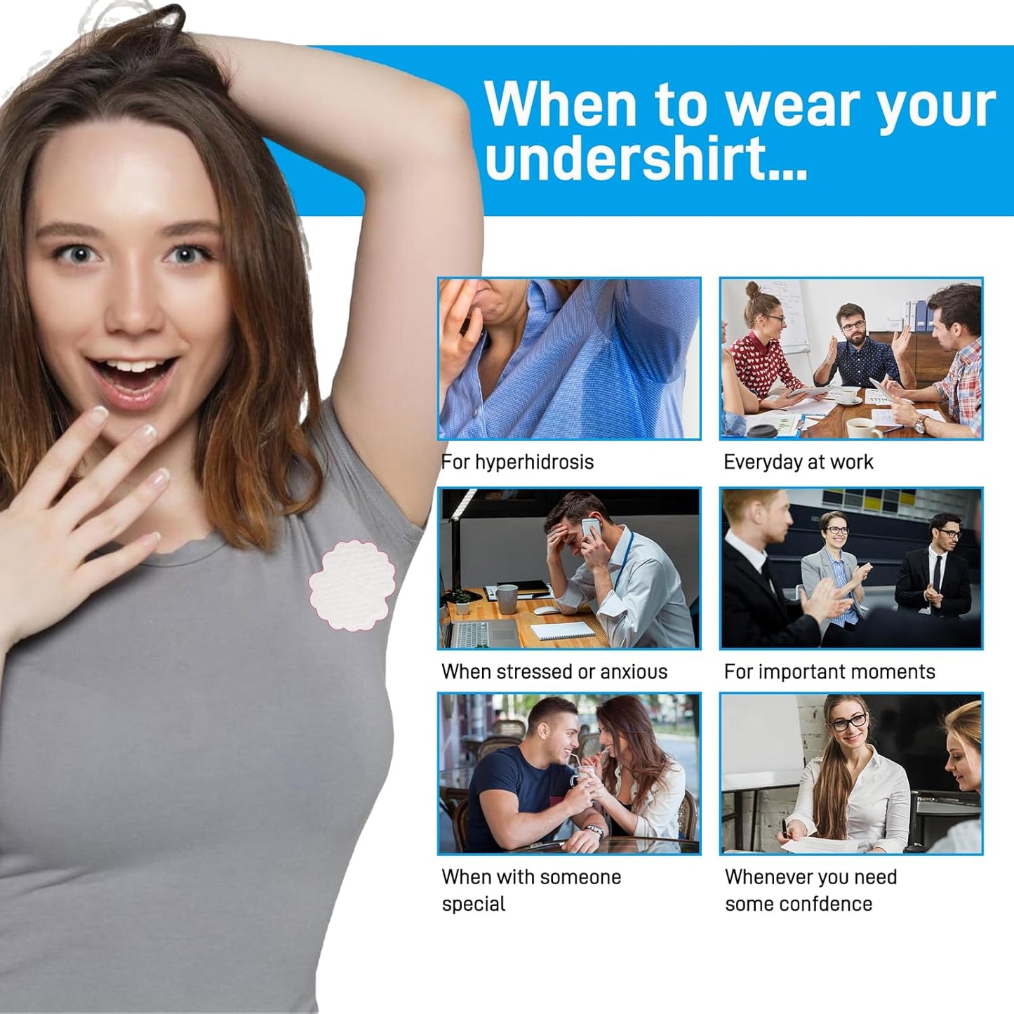 Armpit Sweat Pads - Disposable Underarm Sweat Pads - Antiperspirant Absorbent Odour Blocker Pads Armpit Dress Shields, Fights Hyperhidrosis,For Men &amp; Women (30 Pads 15Pairs)
