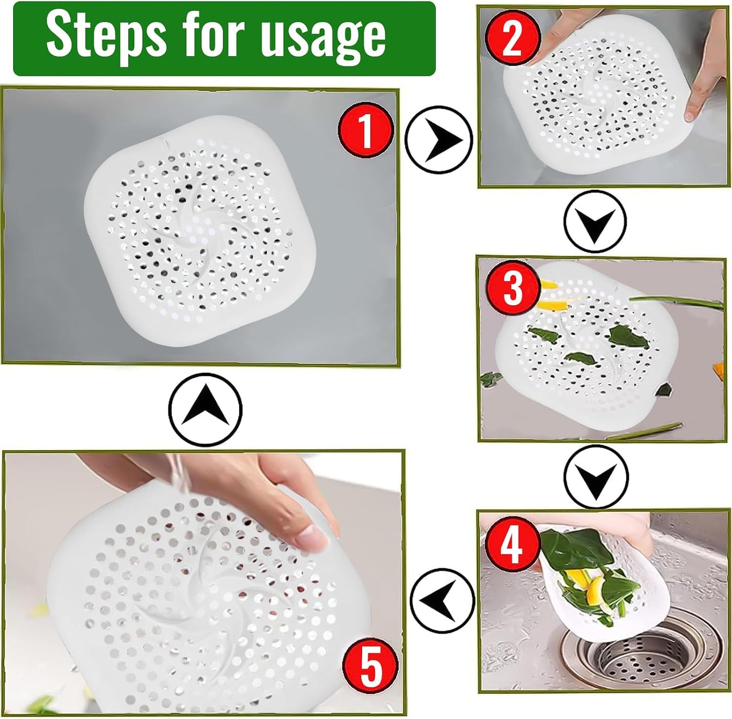 rietegio 4Pcs Silicone Drain Cover Suction Cup Sink Strainer Replacement Sink Strainer Drain Protector Shower Drain Hair Catcher for Bathroom Bathtub Kitchen Outdoor(2White+2Grey）
