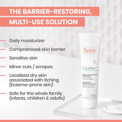 AVENE Cicalfate+ - Restorative Protective Cream - Body &amp; Face - Purifies, Soothes &amp; Restores - With Avène Thermal Spring Water &amp; [C-Restore]™ - Fragrance-Free - Sensitive, Irritated Skin - 100 ml