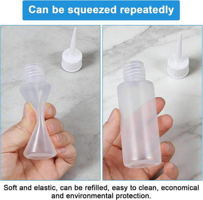 8 Pcs Small Squeeze Bottles, 50ml Tiny Applicator Bottle, Clear Empty Needle Tip Bottles for DIY Craft, Leak-Proof Hair Dye Bottle for Hair Dye, Paint Art and Liquids