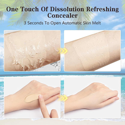 2pcs Body Coverage Perfector, Waterproof Leg Makeup, Tattoo Cover Up Cream All Over Complexion Perfect With Large Round Brush 48H Long Lasting Wear for Women（Light and neutral colors）