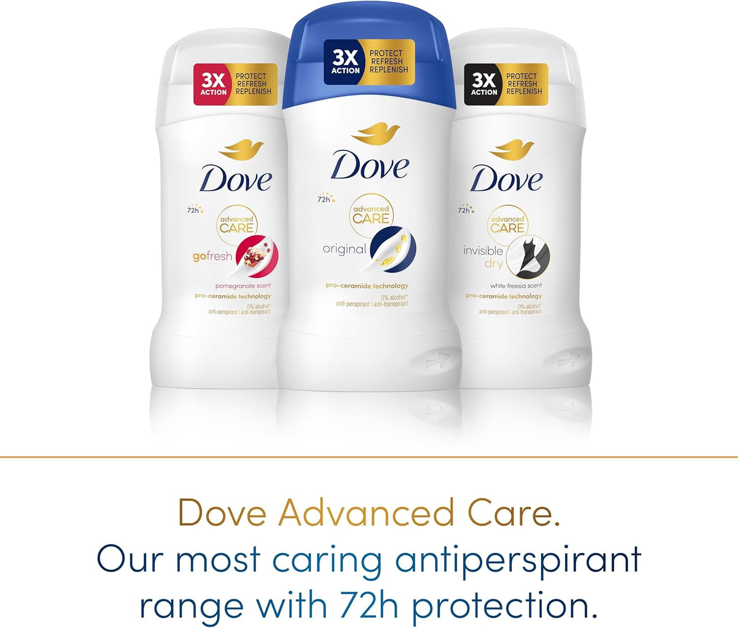 Dove Advanced Care Invisible Dry Anti-Perspirant Cream Women's Deodorant Stick with pro-ceramide technology for 72 hours sweat protection 50 ml