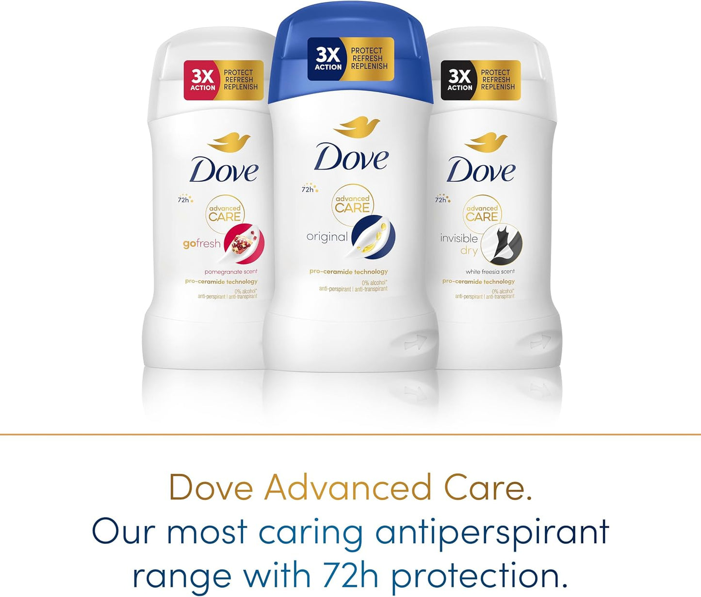 Dove Advanced Care Original Anti-Perspirant Cream Women's Deodorant Stick with pro-ceramide technology for 72 hours sweat protection 50 ml