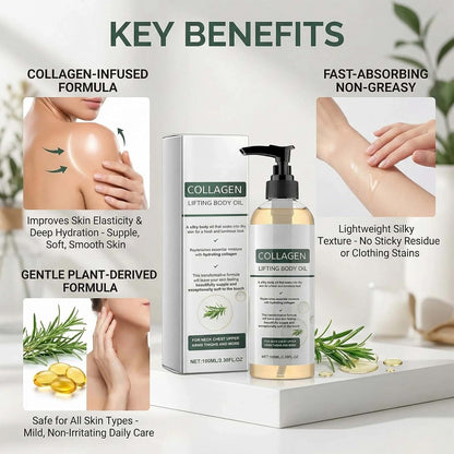 2PCS Collagen Lifting Body Oil, 100ML Firming &amp; Moisturizing Massage Oil for Skin Tightening, Scar, Wrinkle, and Stretch Mark Repair, Full Body Use